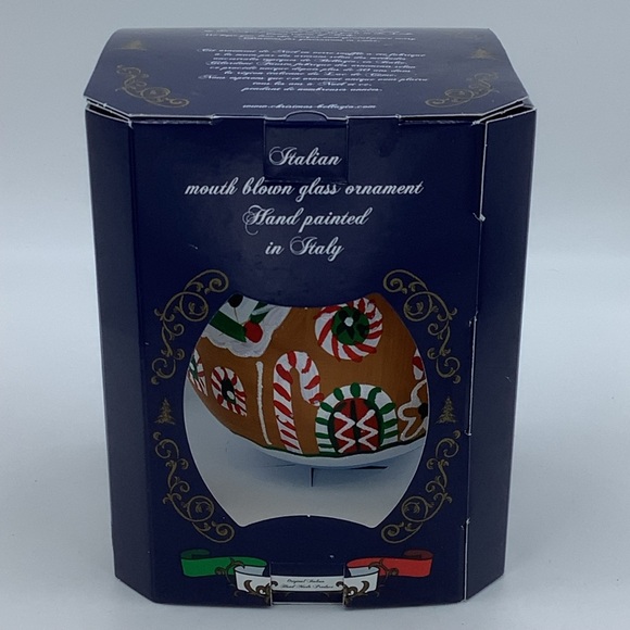 NWOT Mouth Blown Glass Gingerbread Ornament Hand Painted in Italy - Picture 2 of 12